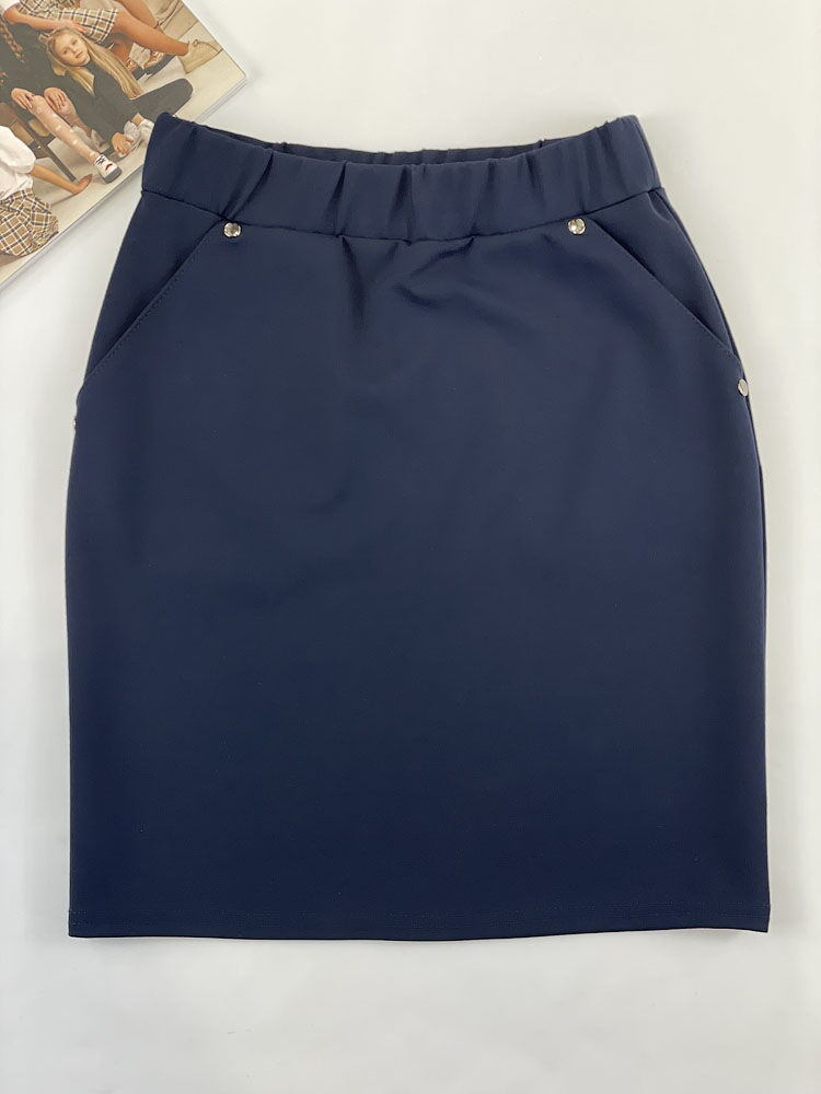 Трикотажная юбка для девочки Mevis синяя 3359-01 - картинка