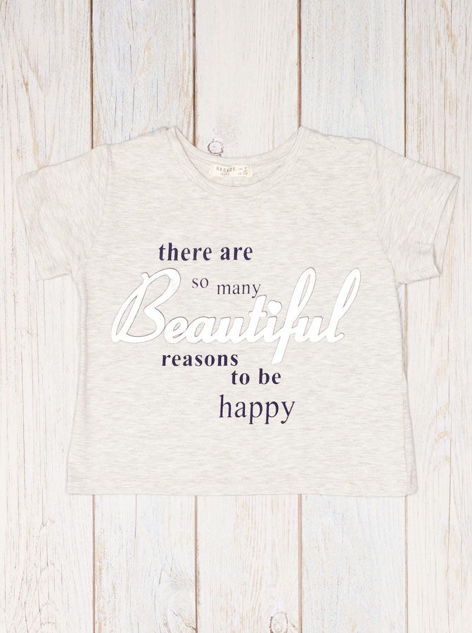 Топ-футболка для девочки Breeze Beautiful серый 14577 - фото