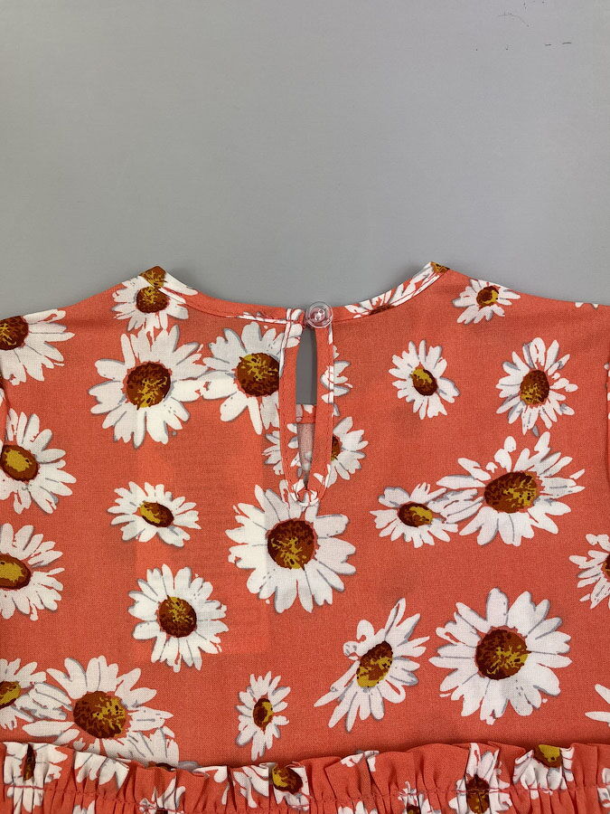 Летнее платье для девочки Mevis Ромашки оранжевое 4270-01 - фотография