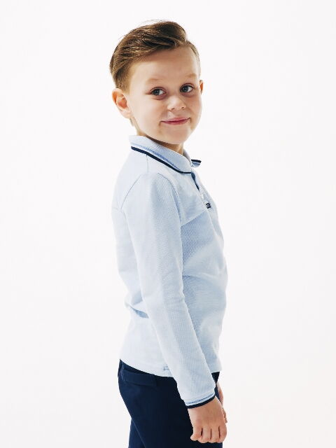 Поло с длинным рукавом для мальчика SMIL голубое 114656/114657/114658 - фото