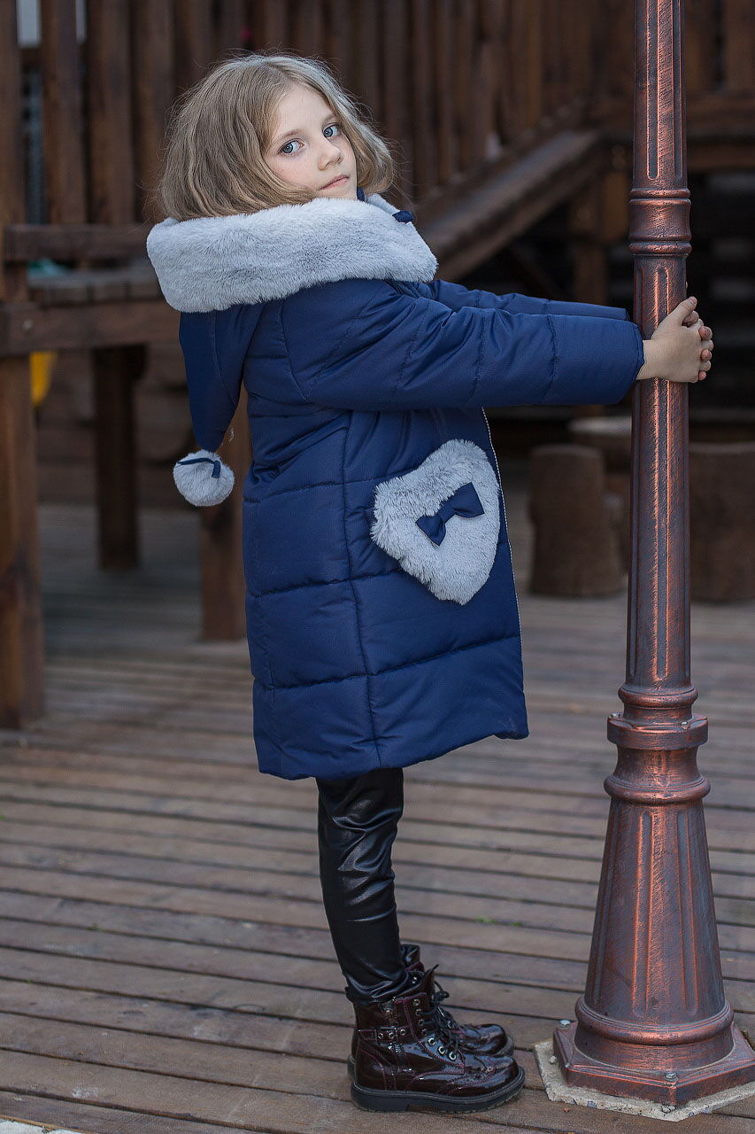 Куртка зимняя для девочки SUZIE Тинки темно-синяя ПТ-44711 - фото