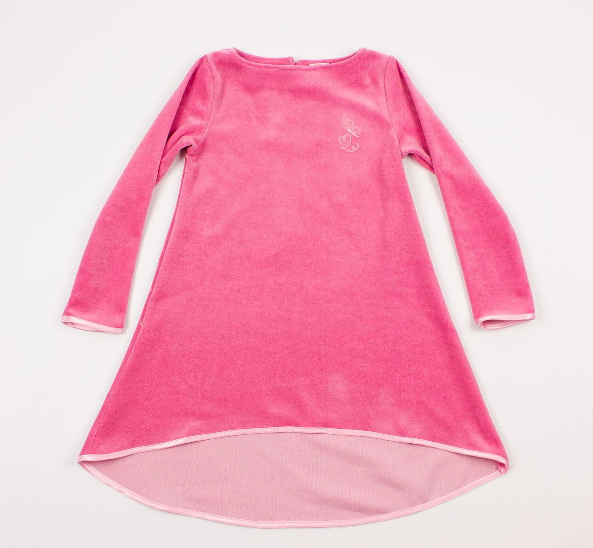 Платье с длинным рукавом для девочки Фламинго велюр розовое  - фото
