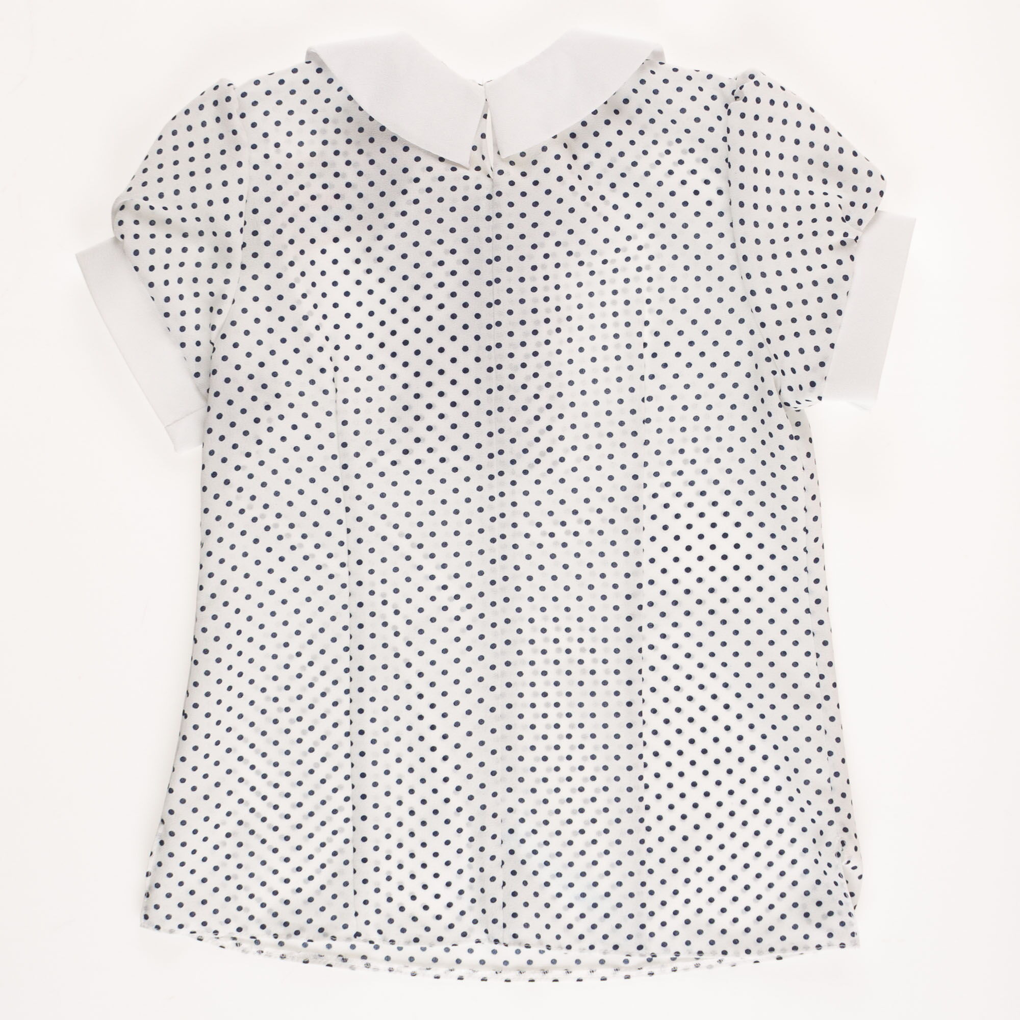 Блузка с коротким рукавом для девочки Польша Горох белая 03914 - размеры
