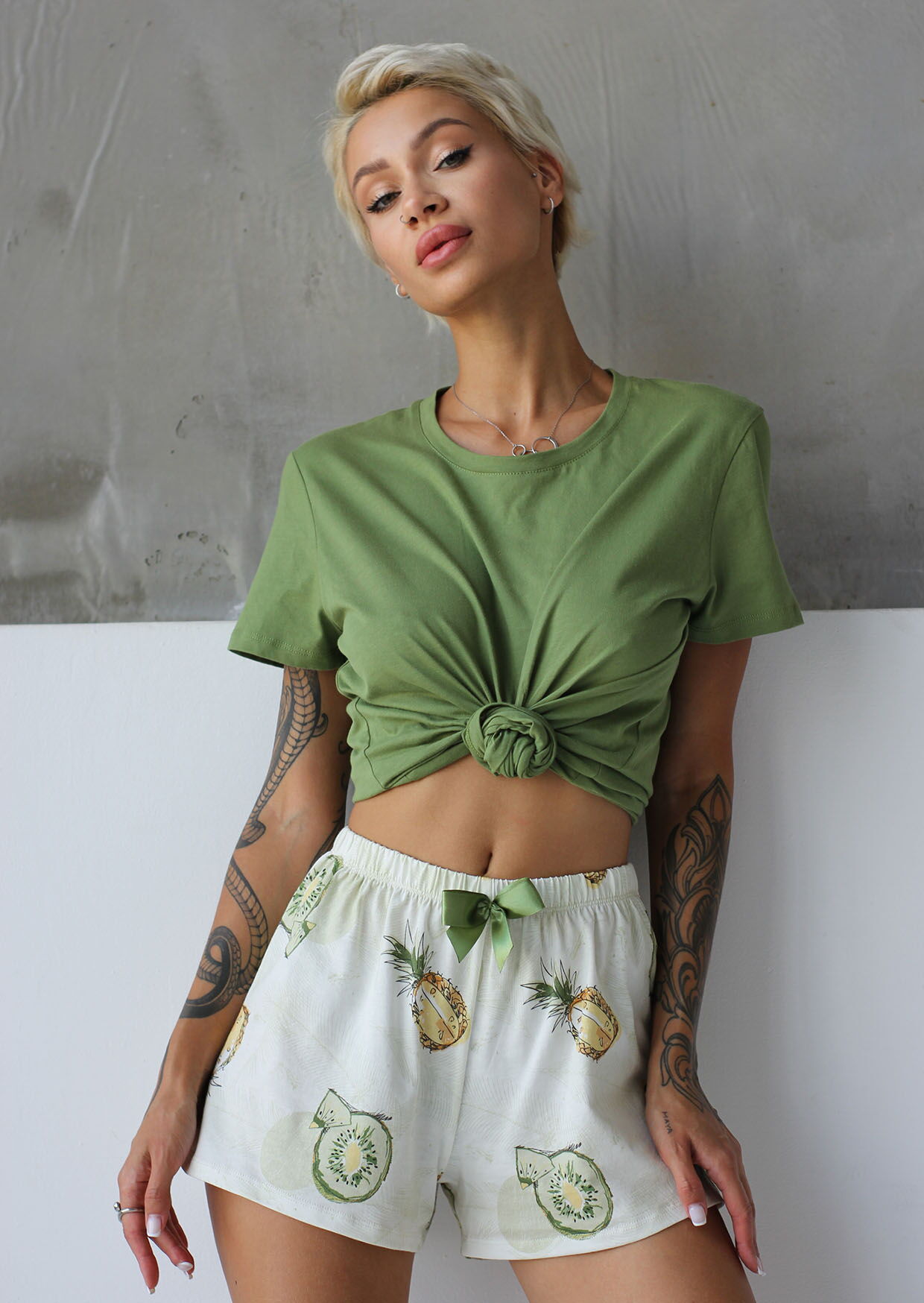 Пижама женская Leinle Pineapple фисташковая 1553-12007 - фото