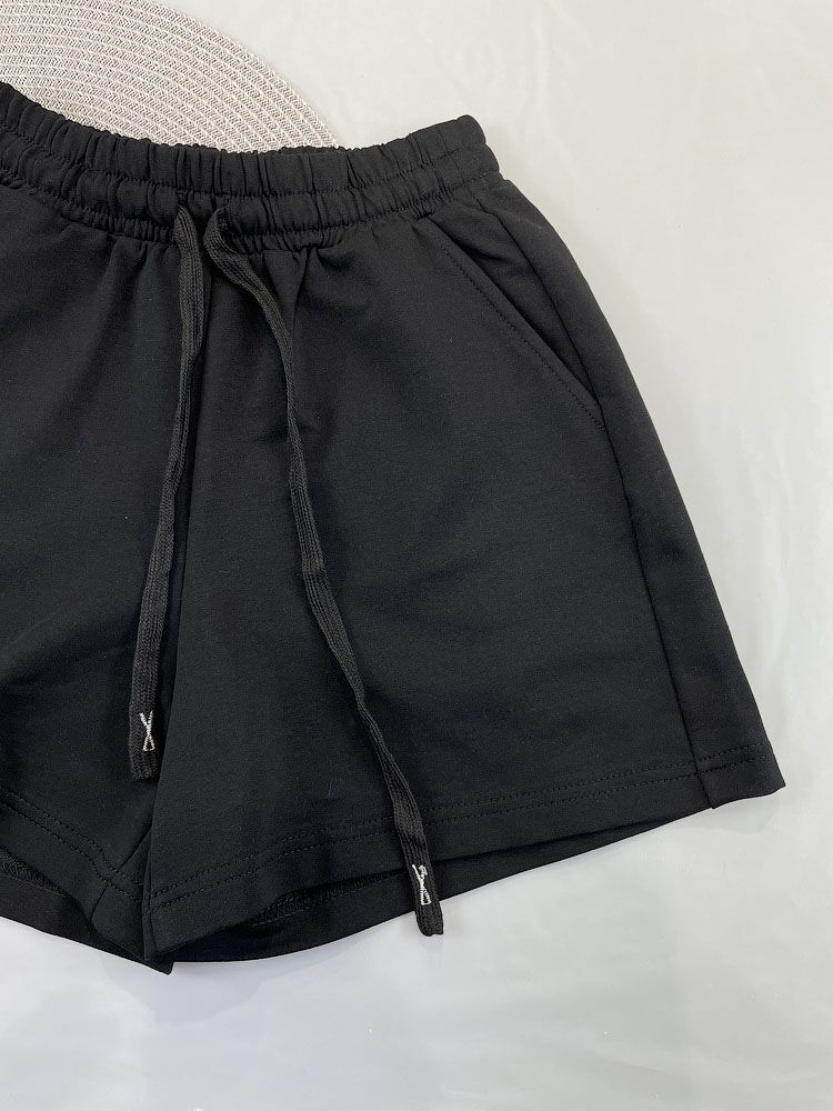 Трикотажные шорты для девочки Mevis черные 5106-01 - фотография