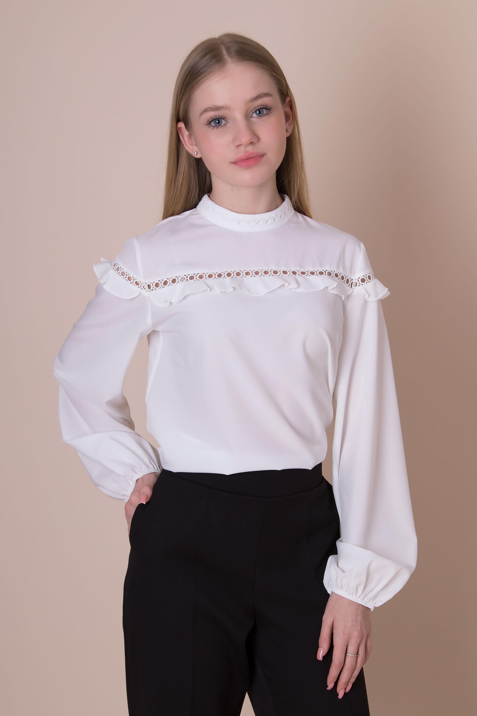 Блузка для девочки Mevis молочная 4859-01 - цена