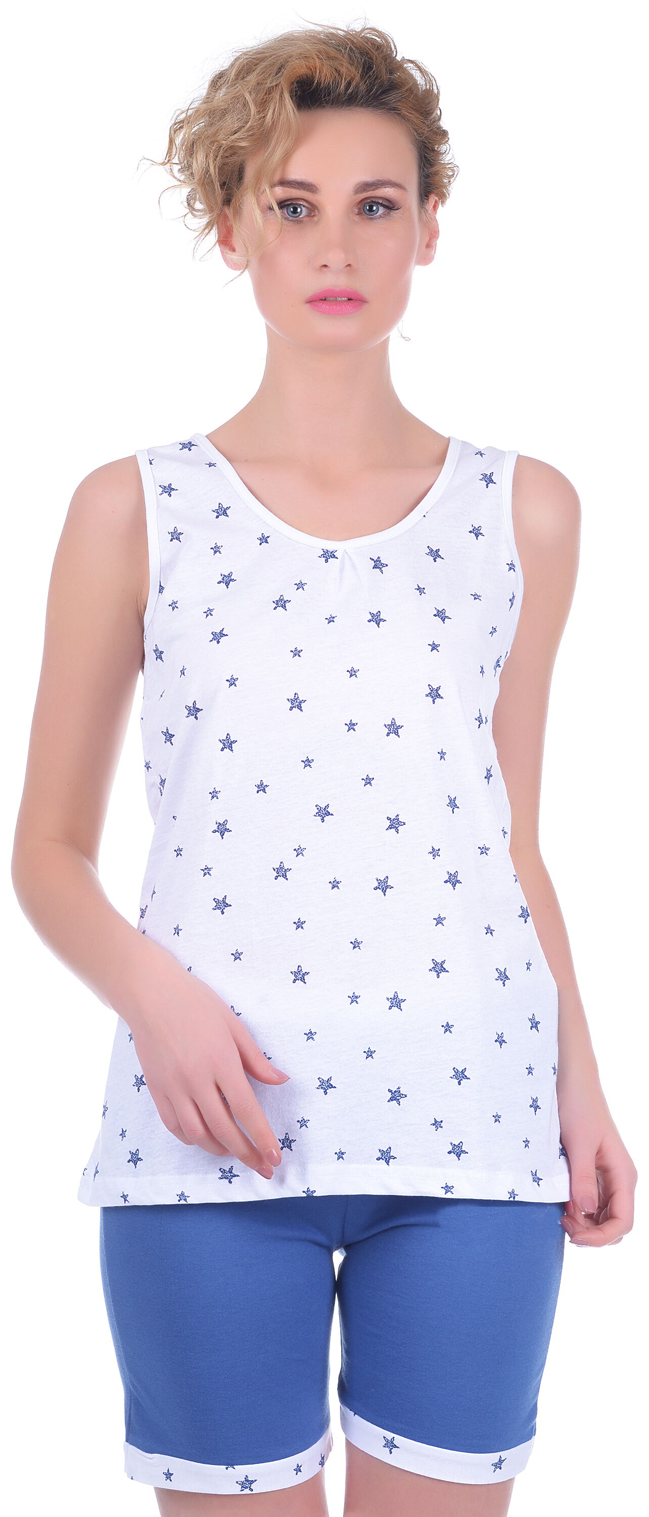 Комплект женский (майка+шорты) MISS FIRST STARS темно-синий - цена
