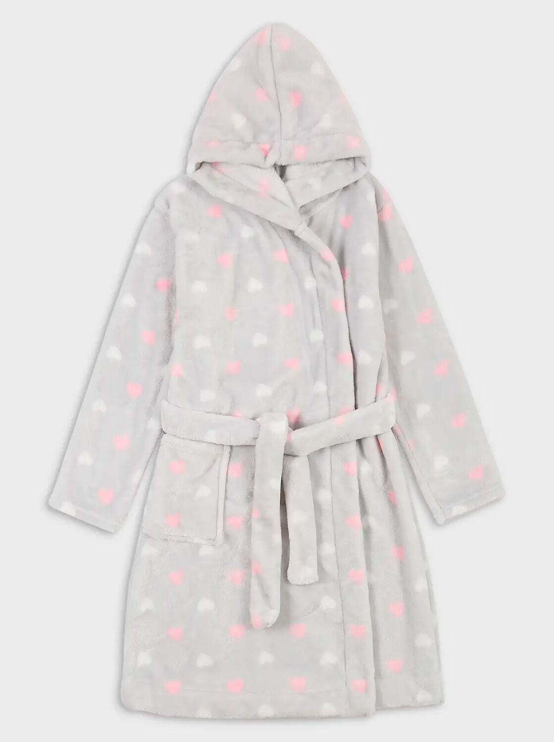 Халат вельсофт для девочки Фламинго Сердечки серый 884-912 - цена