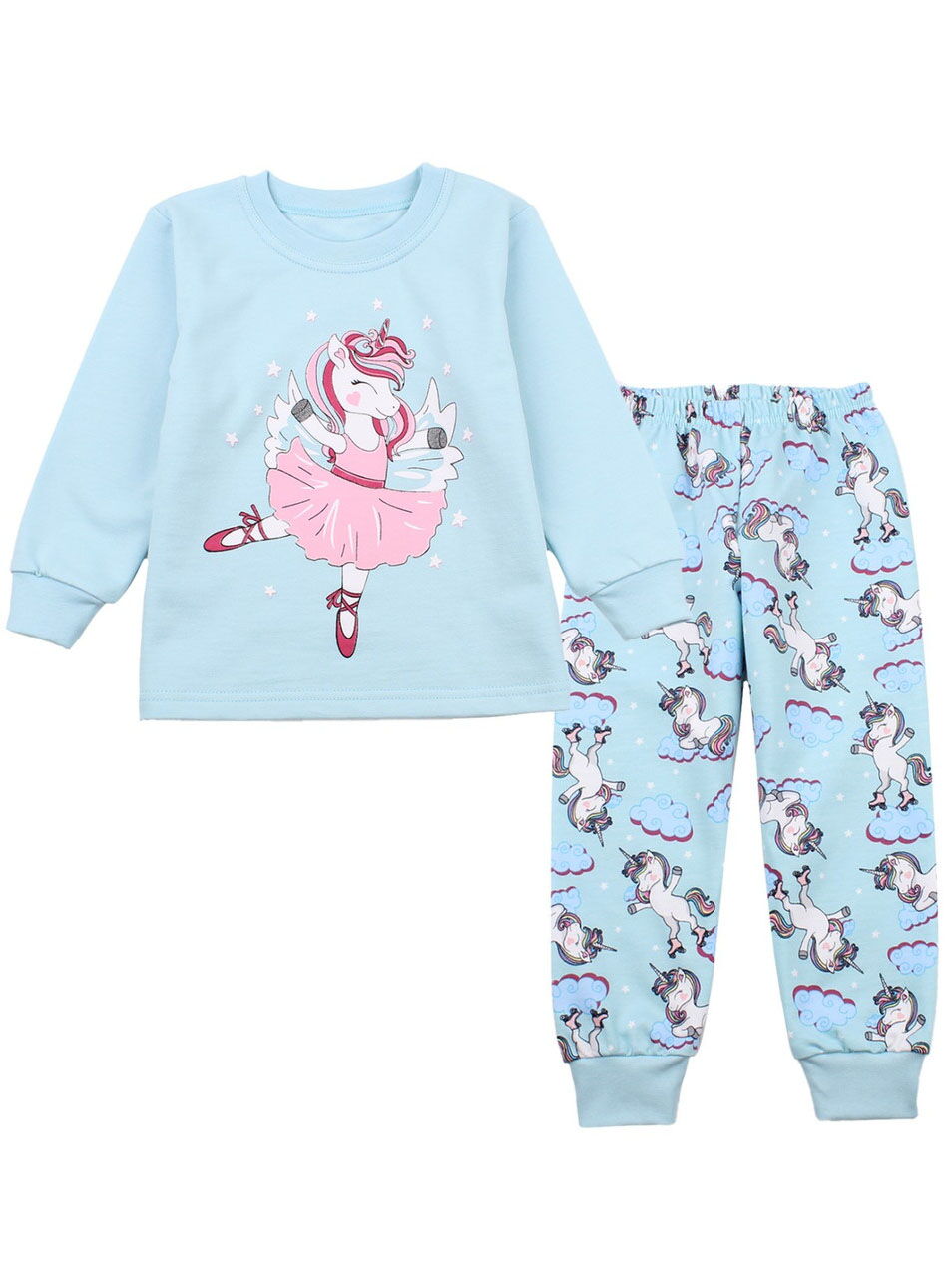 Утепленная пижама для девочки Фламинго Единорог мятная 329-328 - фото