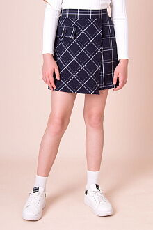 Юбка-шорты для девочки Mevis Клетка синяя 5163-02 - цена