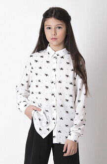Блузка для девочки Mevis Собачки белая 4414-01 - цена