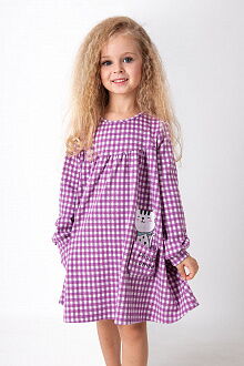 Трикотажное платье для девочки Mevis Котик фиолетовое 3636-02 - цена