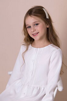 Нарядное платье для девочки Mevis Орнамент молочное 5041-01 - фотография