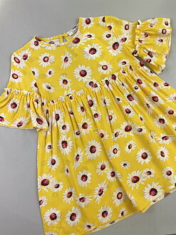 Летнее платье для девочки Mevis Ромашки желтое 4270-02 - фото