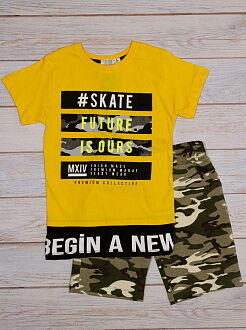Комплект футболка и шорты для мальчика Милитари Камуфляж желтый 1092 - цена