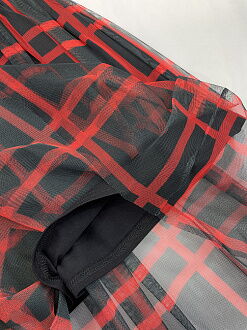 Трикотажное платье для девочки Mevis Клетка черное 3498-01 - размеры