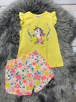Комплект футболка и шорты для девочки Breeze Единорог желтый 13509 - цена