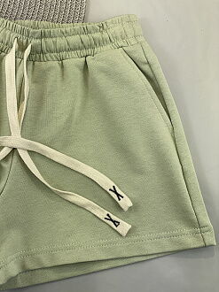 Трикотажные шорты для девочки Mevis оливковые 5106-04 - фотография