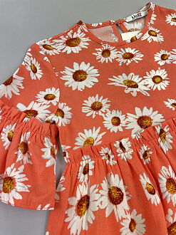 Летнее платье для девочки Mevis Ромашки оранжевое 4270-01 - фото