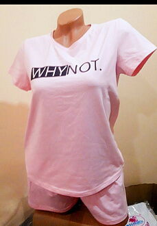 Пижама женская футболка и шорты Фламинго розовая 017-417 - цена