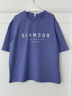 Базовая футболка оверсайз для девочки Glamour сиреневая 120525 - цена