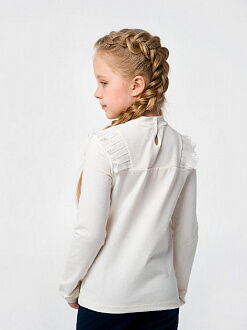 Блузка трикотажная с длинным рукавом для девочки SMIL молочная 114443 - фотография