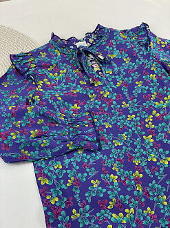 Платье для девочки Mevis Цветочки фиолетовое 4968-06 - фотография