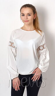 Блузка с длинным рукавом для девочки Mevis молочная 2754-01 - цена