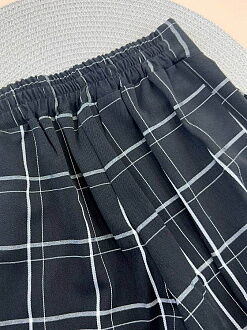 Брюки-палаццо для девочки Mevis Клетка черные 5158-01 - картинка