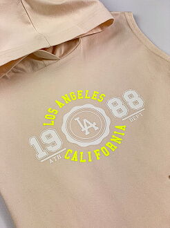 Трикотажное платье для девочки Mevis бежевое 3722-02 - размеры