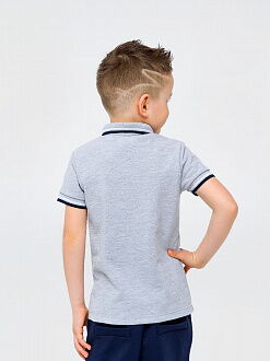 Футболка-поло с коротким рукавом для мальчика SMIL серый меланж 114756/114757 - фото