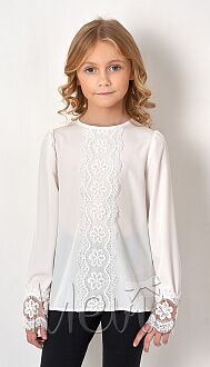 Блузка с длинным рукавом для девочки Mevis молочная 2736-01 - цена