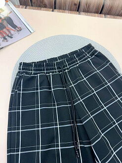 Брюки-слоучи для девочки Mevis Клетка черные 5159-01 - фотография