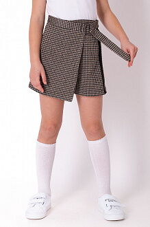 Трикотажная юбка-шорты для девочки Mevis бежевая 3603-02 - фото