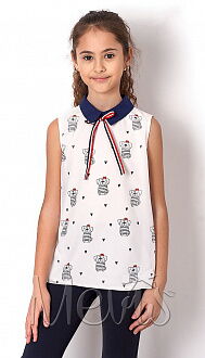 Блузка с коротким рукавом для девочки Mevis Собачки молочная 2491-01 - цена