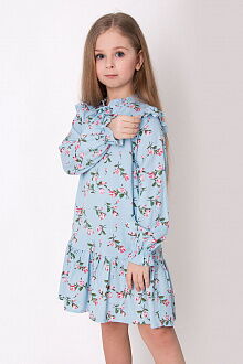 Платье для девочки Mevis Цветочки голубое 4968-03 - фото