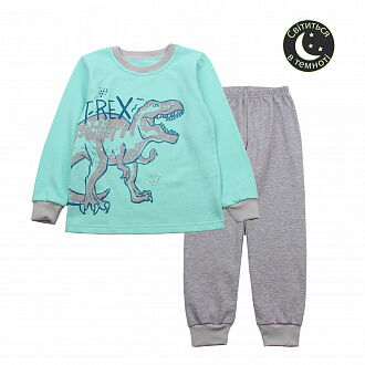 Утепленная пижама для мальчика Фламинго Динозавр ментоловая 329-312 - цена