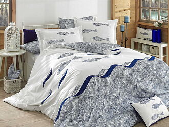 Комплект постельного белья HOBBY Poplin Blues голубой 200*220 - цена