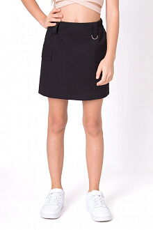 Коттоновая юбка-карго для девочки Mevis черная 5034-02 - цена