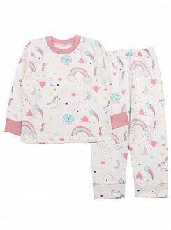 Утепленнная пижама для девочки Фламинго Единорог молочная 109-307 - цена