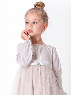 Нарядное платье для девочки Mevis молочное 4242-02 - фотография