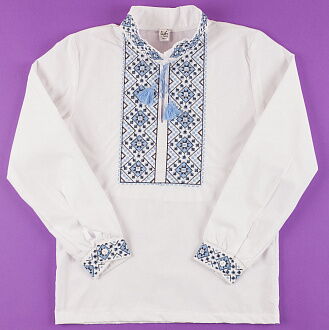 Вышиванка-сорочка с длинным рукавом для мальчика Valeri tex голубой орнамент 1536-20-311 - цена