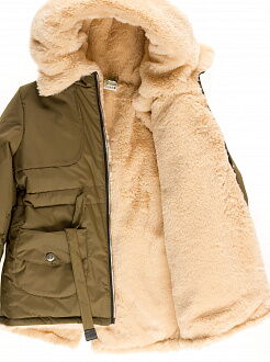 Куртка зимняя для девочки Одягайко хаки 20025 - размеры
