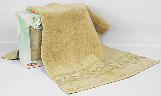 Полотенце махровое для лица в подарочной коробке HOBBY Sidelya кофейное  - фото