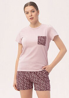 Пижама женская футболка и шорты Роксана Unona розовая 1390-16743 - цена