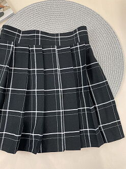 Школьная юбка в клетку Mevis черная 5218-01 - фото