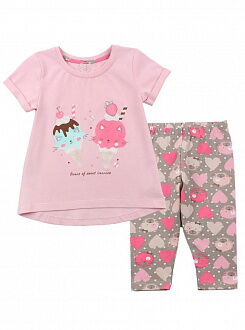 Комплект футболка и бриджи для девчоки Фламинго Котики розовый 046-420 - цена