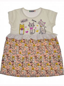 Платье для девочки PATY KIDS Котики молочное 51328 - фото