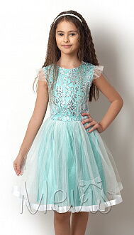 Платье нарядное для девочки Mevis бирюзовое 2418-03 - цена