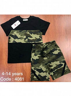 Комплект футболка и шорты для мальчика Woorage Камуфляж черный 4081 - цена